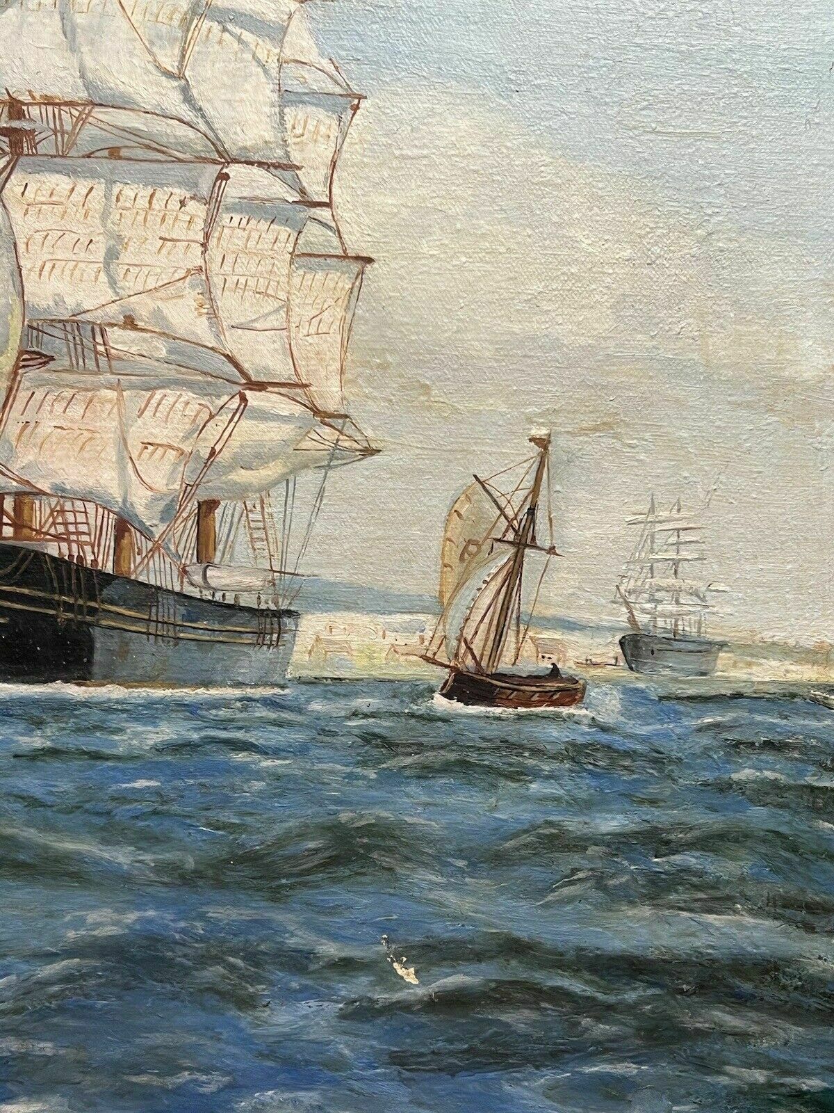 photo furniture Pair Of Maritime Oil Paintings Of Masted Scooner Sailing Ships Signed B Maddocks