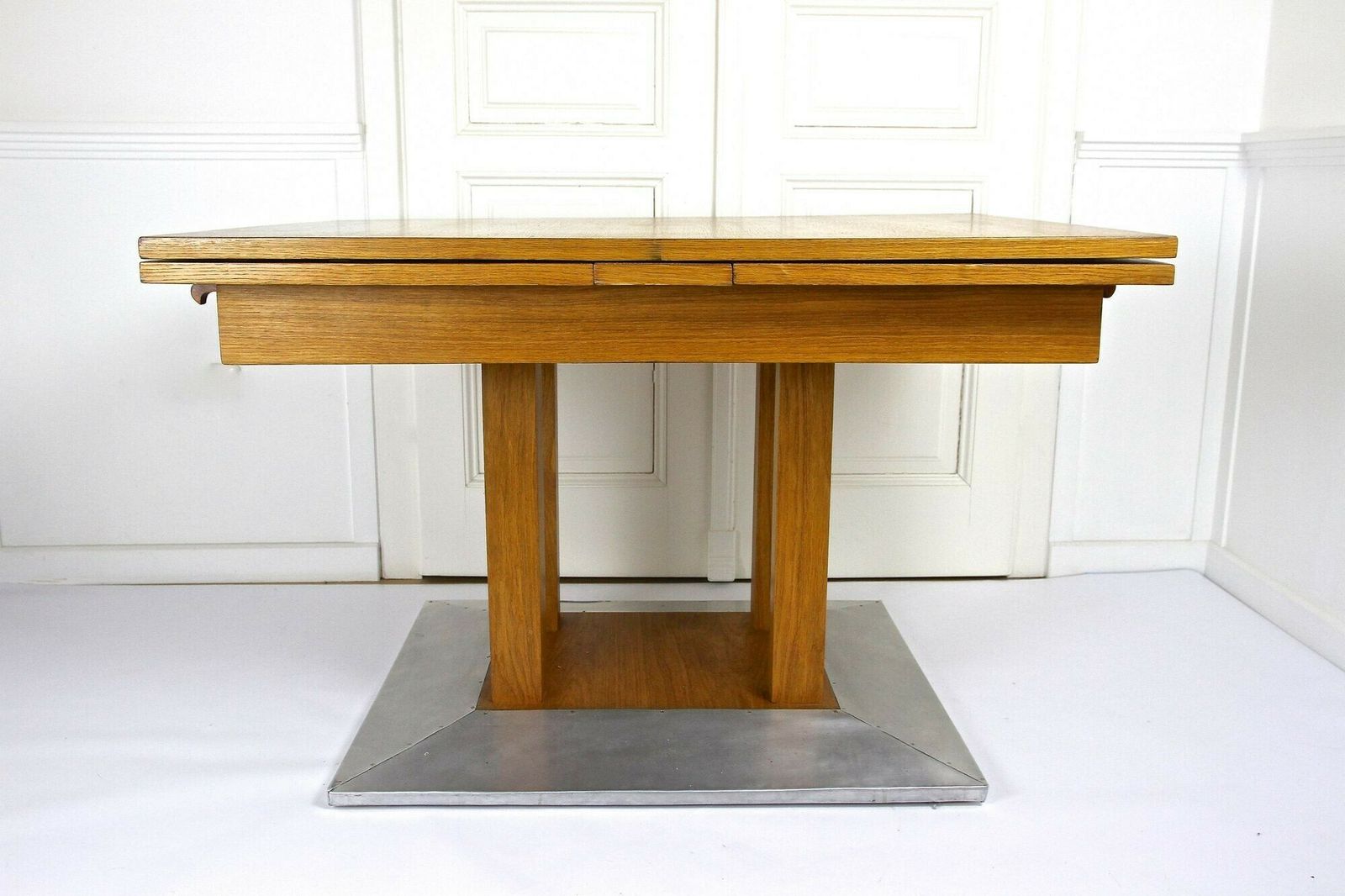 Furniture 20th Century Extendable Oakwood Dining Table By Josef Hoffmann, At Ca. 1905 photo