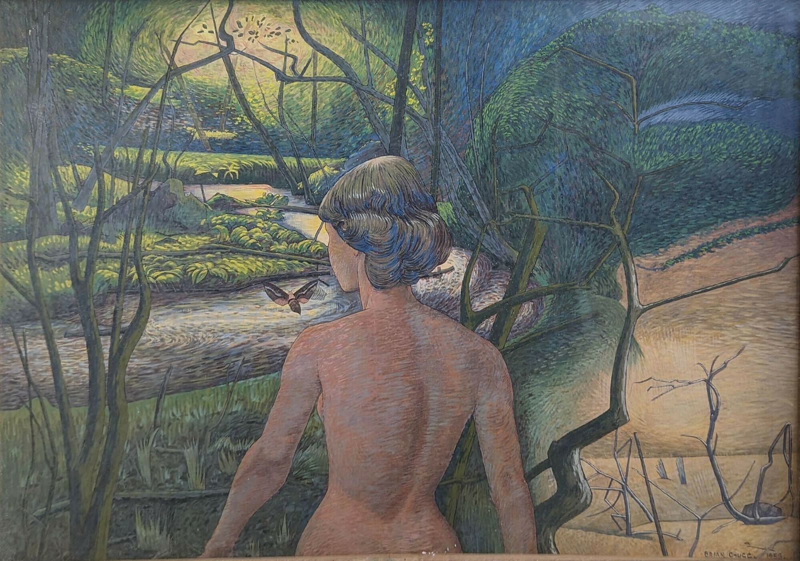 Brian Chugg (1926 2003) 'Figure In A Neo Romantic River Landscape, 1953' photo furniture