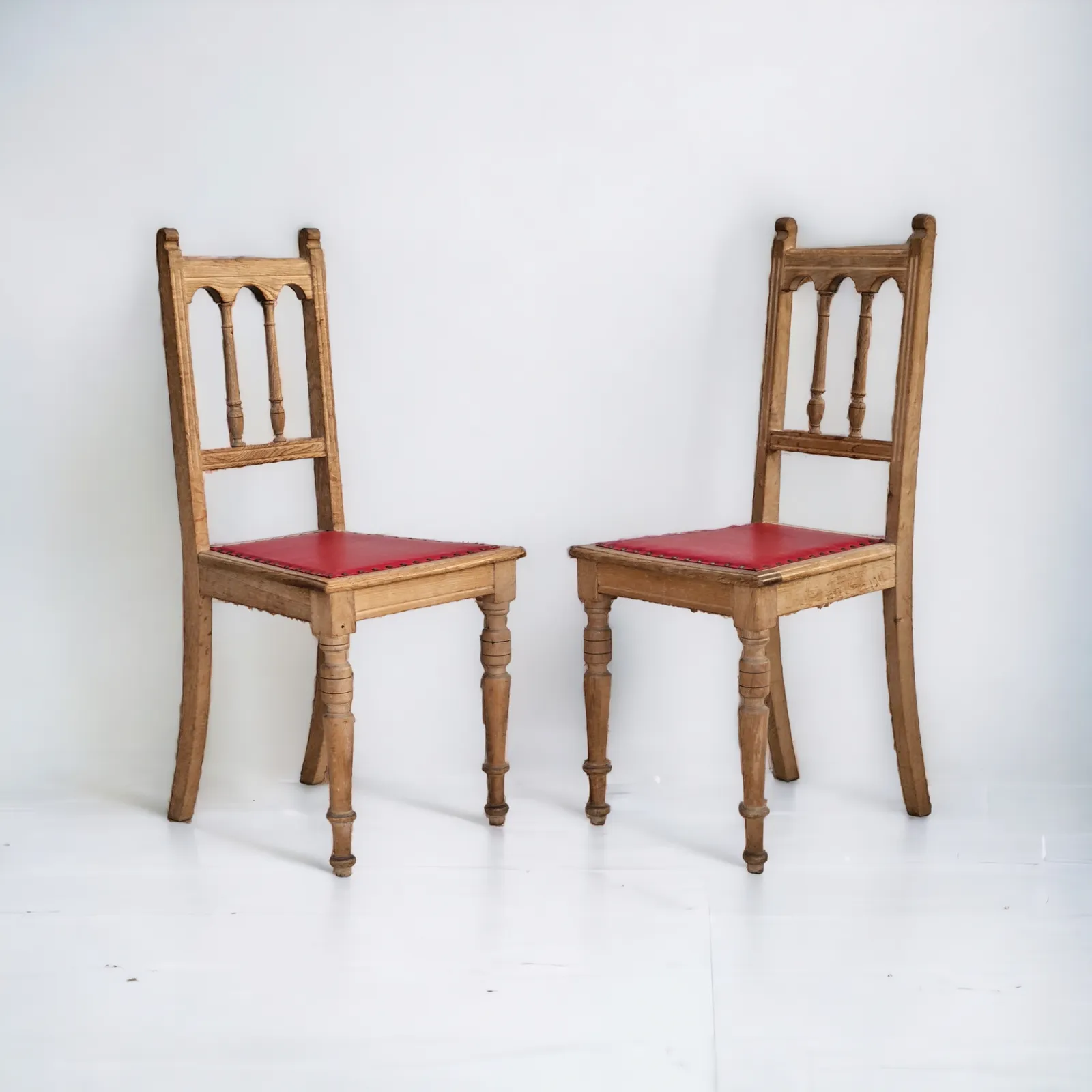 1950s, Set 2 Pcs Of Danish Dinning Chairs, Original Good Condition, Oak Wood.