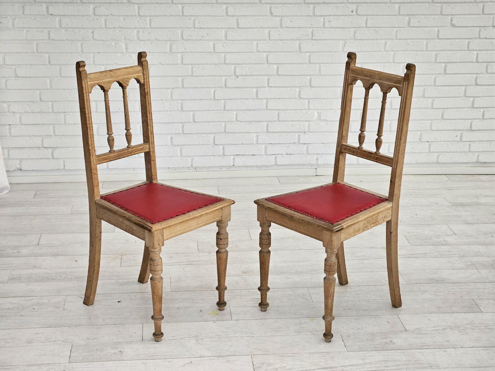1950s, Set 2 Pcs Of Danish Dinning Chairs, Original Good Condition, Oak Wood. photo Furniture
