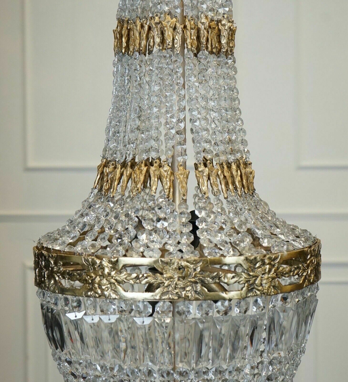Beautiful Pair Of French Empire Style Bag Chandeliers photo vintage