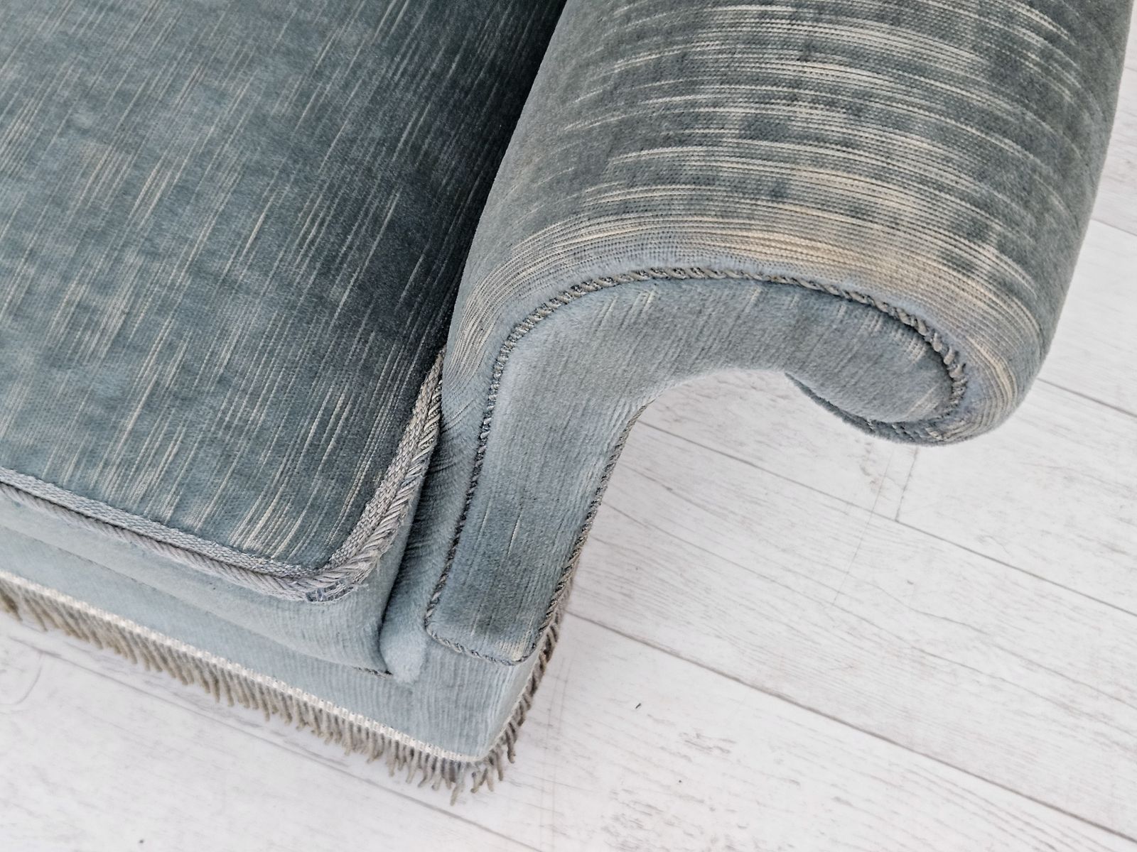 1960s, Danish Wingback Armchair, Light Blue Velour, Original Good Condition. photo buy