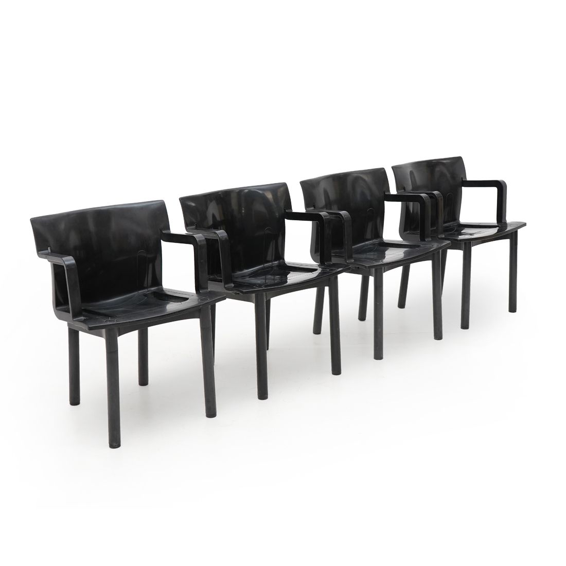 4 Black “4870” Chairs By Anna Castelli For Kartell, 1980s