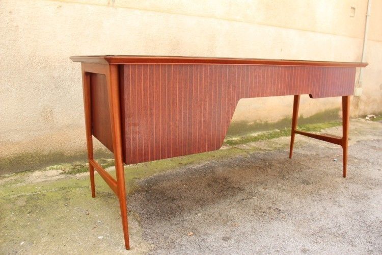 photo for sale Italian Mi Centruy Modern Desk Mahogany Wood Vittorio Dassi 