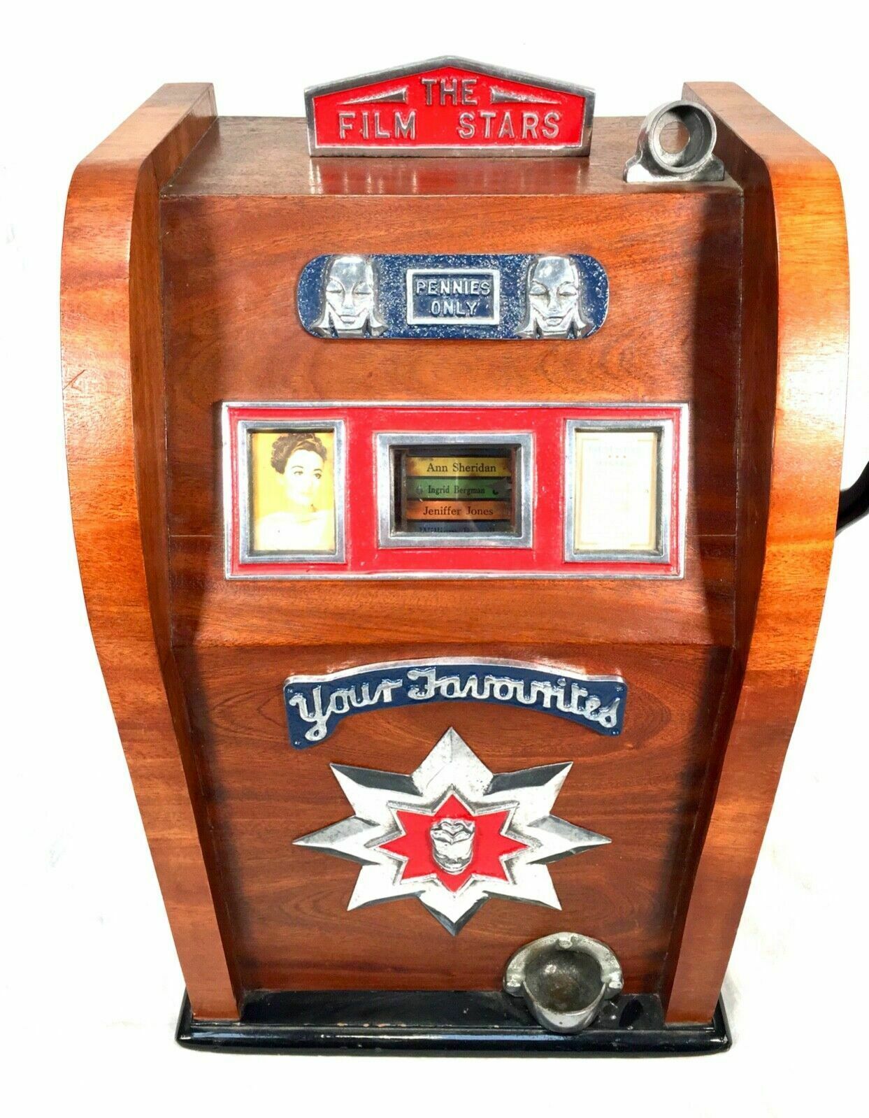 Antique One Arm Bandit Arcade Coin Operated Games Machine 'Film Stars' C.1940 photo for sale