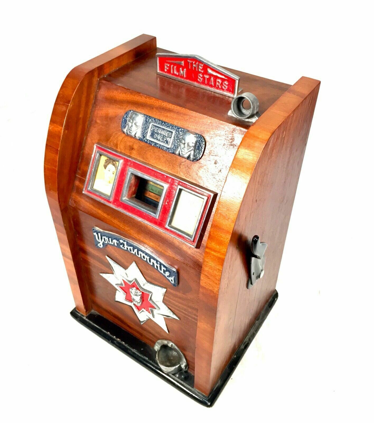 Antique One Arm Bandit Arcade Coin Operated Games Machine 'Film Stars' C.1940 photo vintage