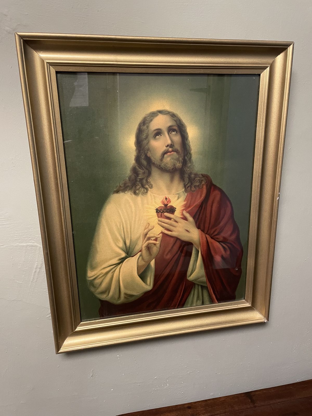 Vintage Framed Print Of Sacred Heart Of Jesus