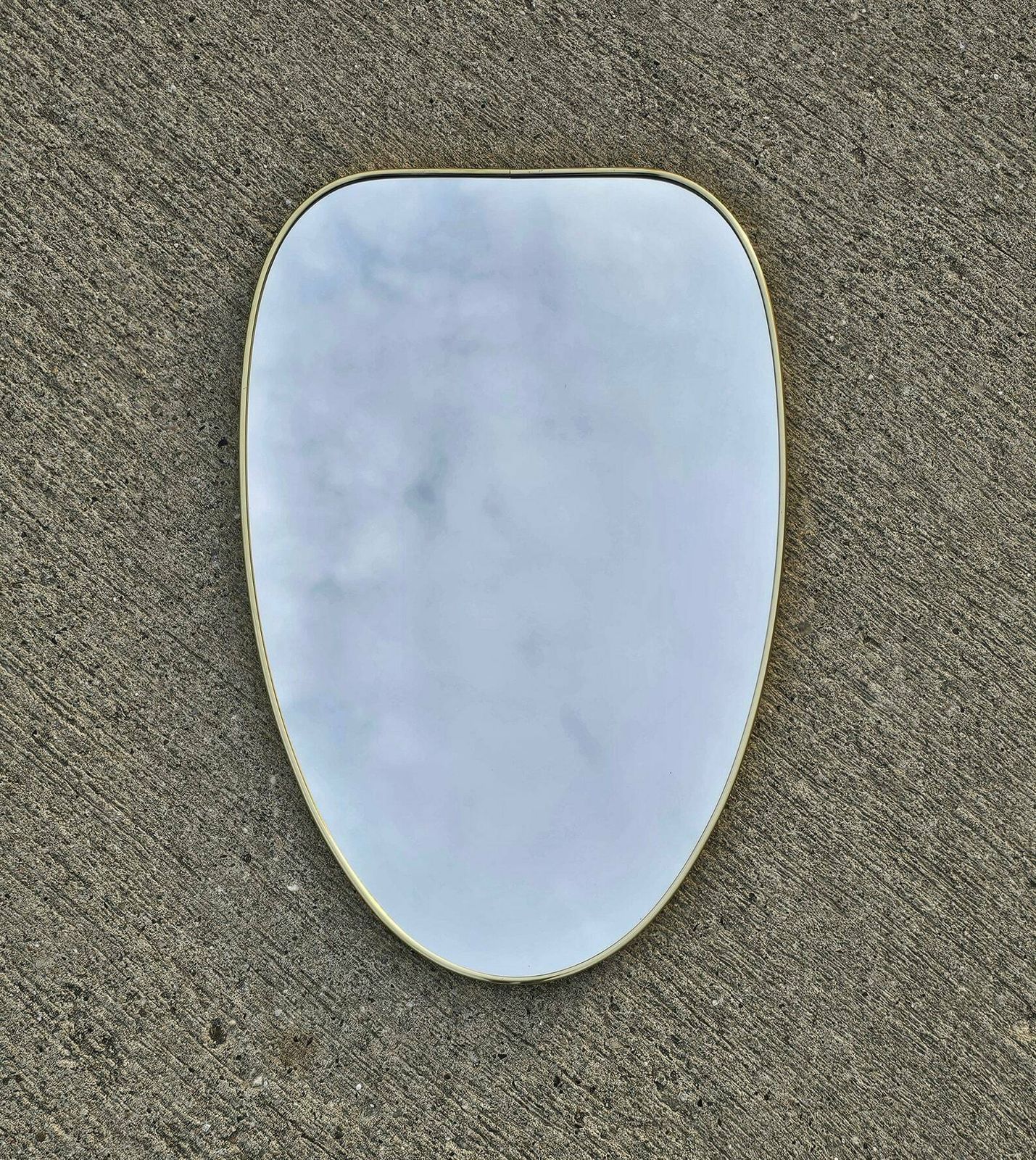 Mid Century Modern Mirror With Brass Frame Attr. To Gio Ponti // Made In Italy In 1950s