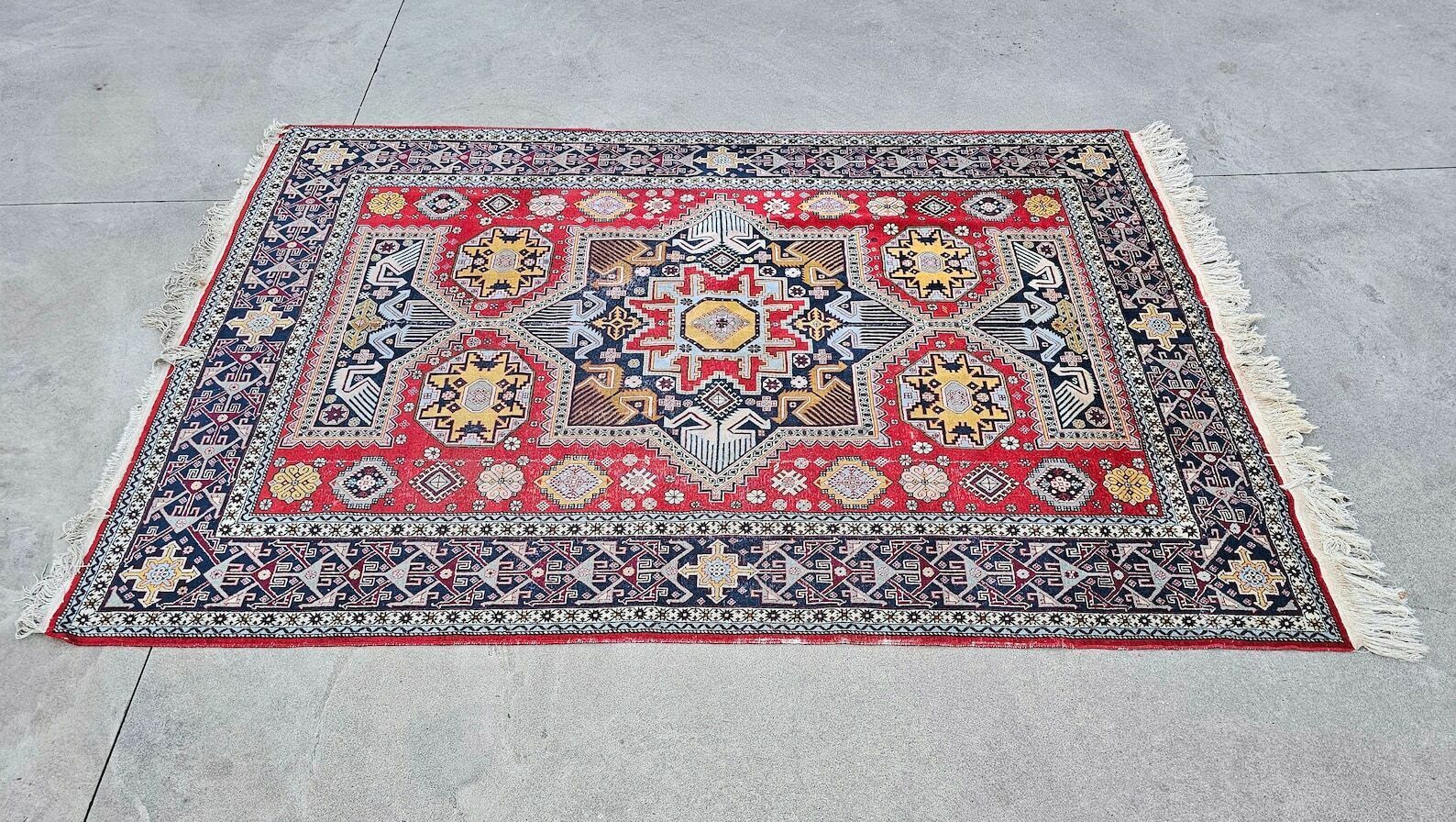 Antique Hand Knotted Kazak Woolen Rug // Made In The First Quarter Of 20th Century photo for sale