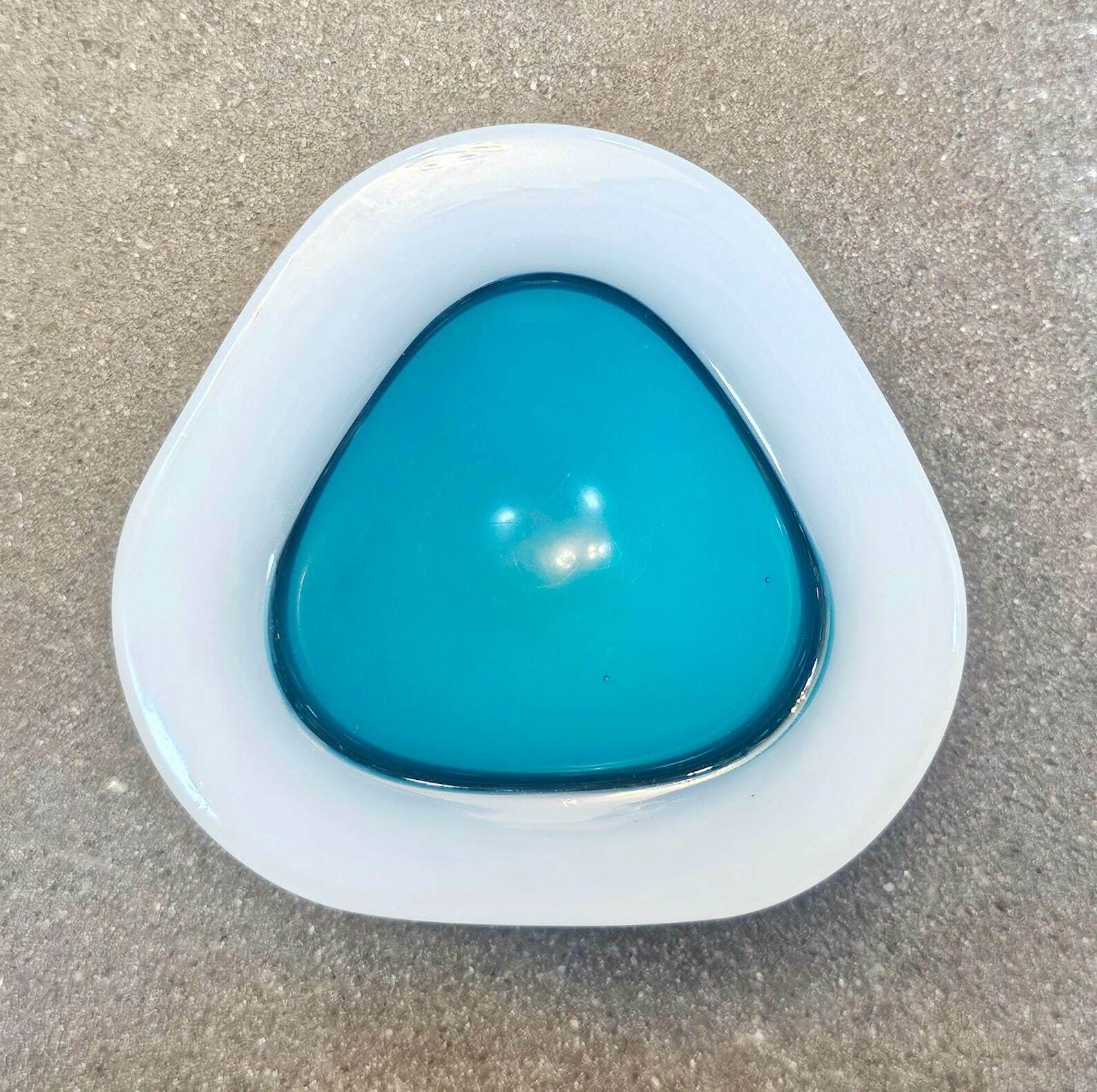 Very Rare Ashtray By Archimede Seguso In Opaline And Turquoise Murano Glass // Made In Italy In 1950s photo Home Decor