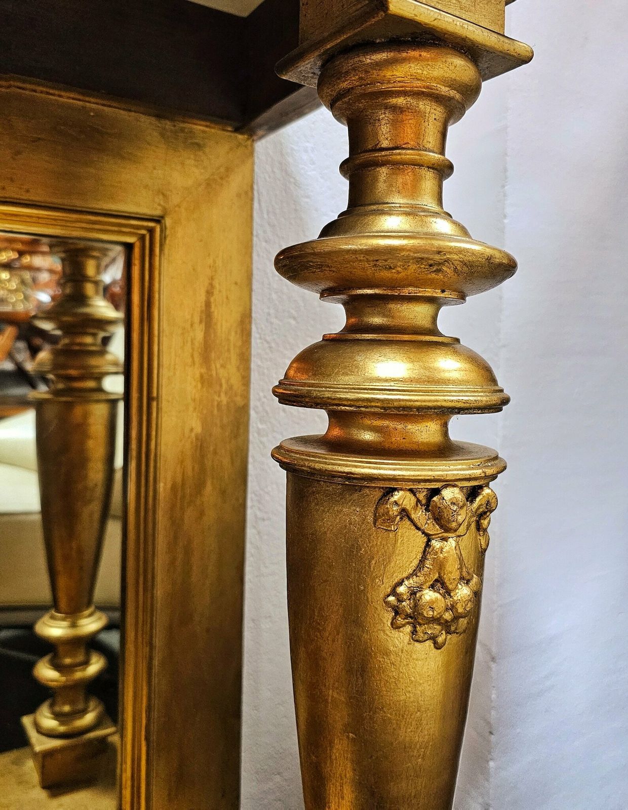 Late Victorian Console Table With An Extra Large Mirror Done In Gold Plated Wood With A Marble Top // Made In Austria In 1880s photo Furniture