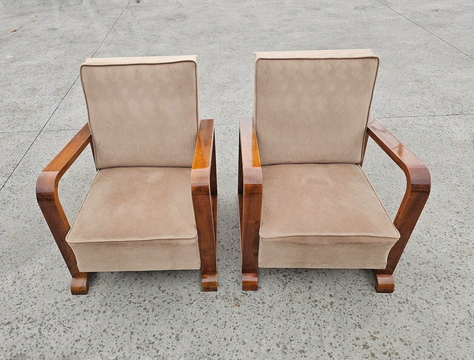 Pair Of Very Rare Art Deco Armchairs Done In Solid Walnut // Made In Austria In 1920s