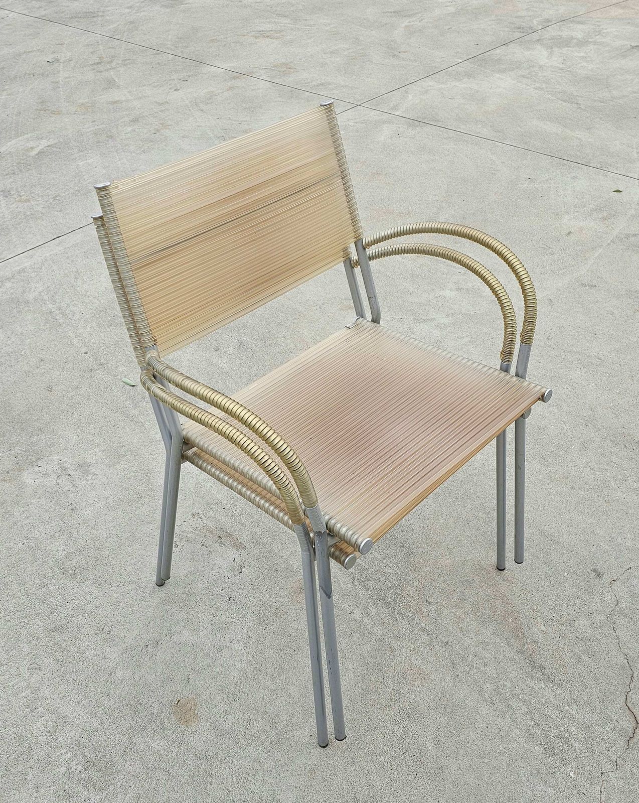 Set Of 4 Postmodern Dining Chairs "Miss B" By Tito Agnoli For Bonacina // Spaghetti Chairs By Bonacina // Made In Italy In 1990s photo for sale