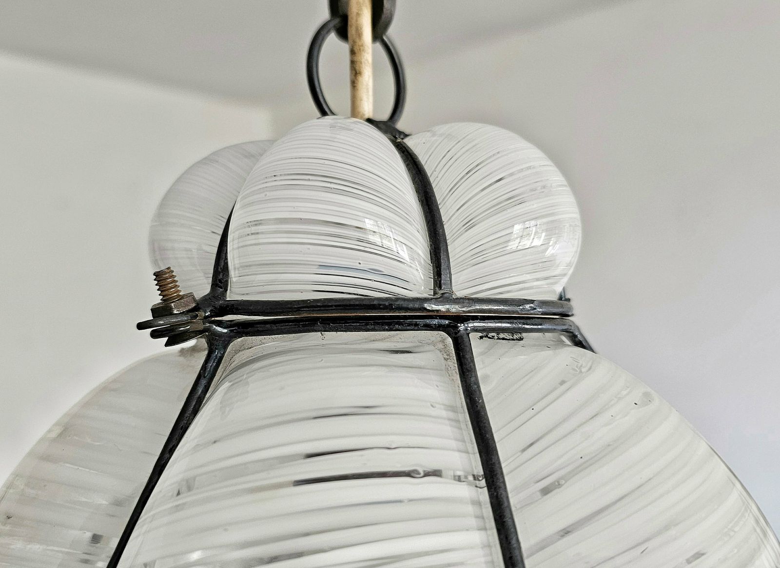 photo furniture Vintage Mouth Blown Murano Caged Glass Lantern By Archimede Seguso // Made In Italy In 1940s