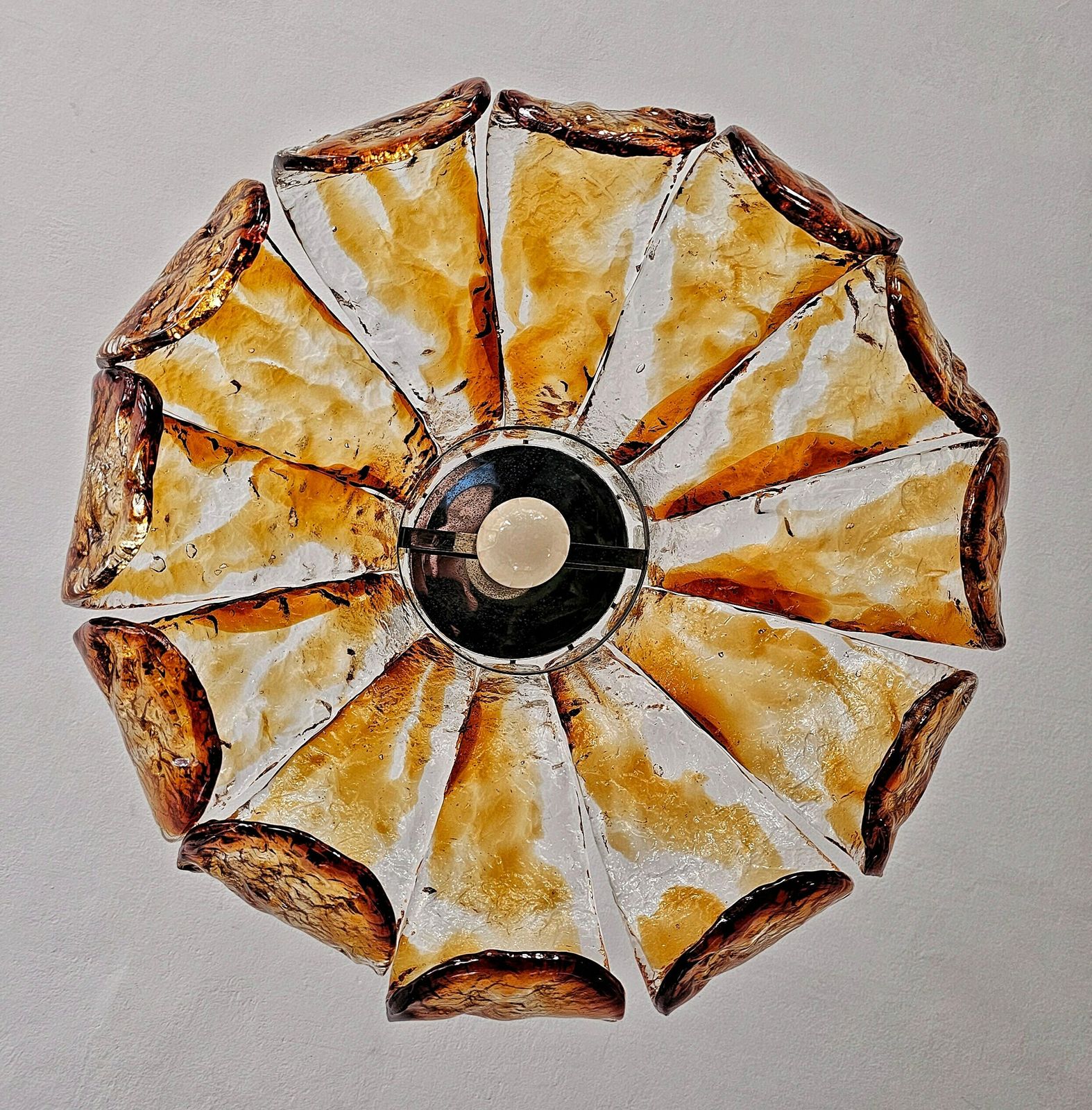 Mid Century Modern Murano Glass Chandelier Shaded As A Flower Designed By Carlo Nason For Av Mazzega // Made In Italy In 1960s photo vinterior