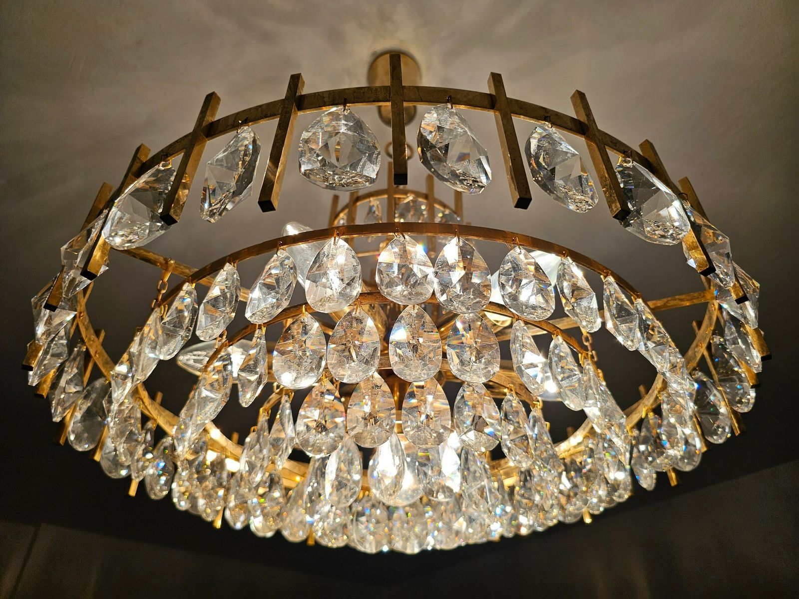 Luxurious Mid Century Modern Brass And Crystal Chandelier By Bakalowits // Made In Austria In 1960s photo 2000.0