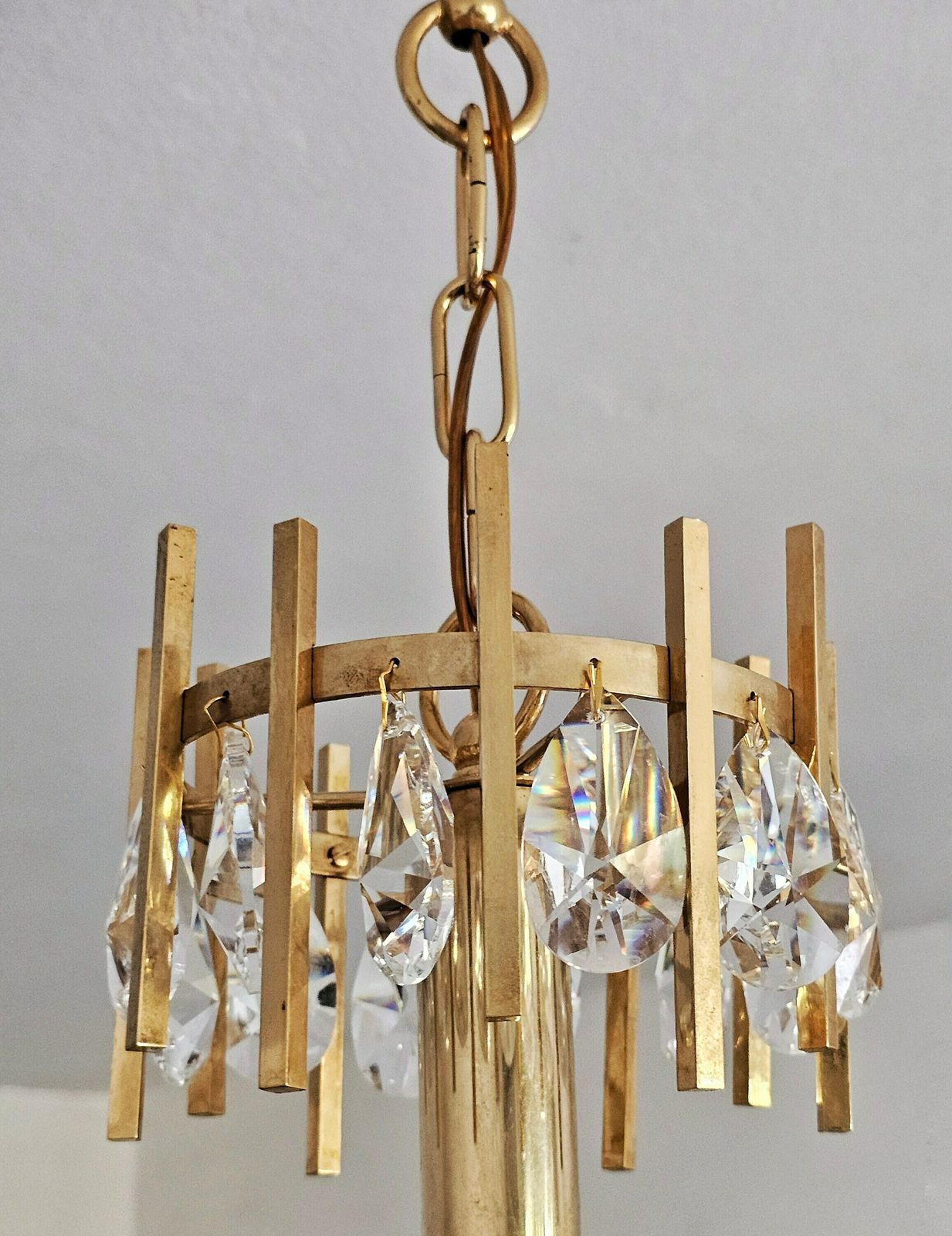 photo furniture Luxurious Mid Century Modern Brass And Crystal Chandelier By Bakalowits // Made In Austria In 1960s