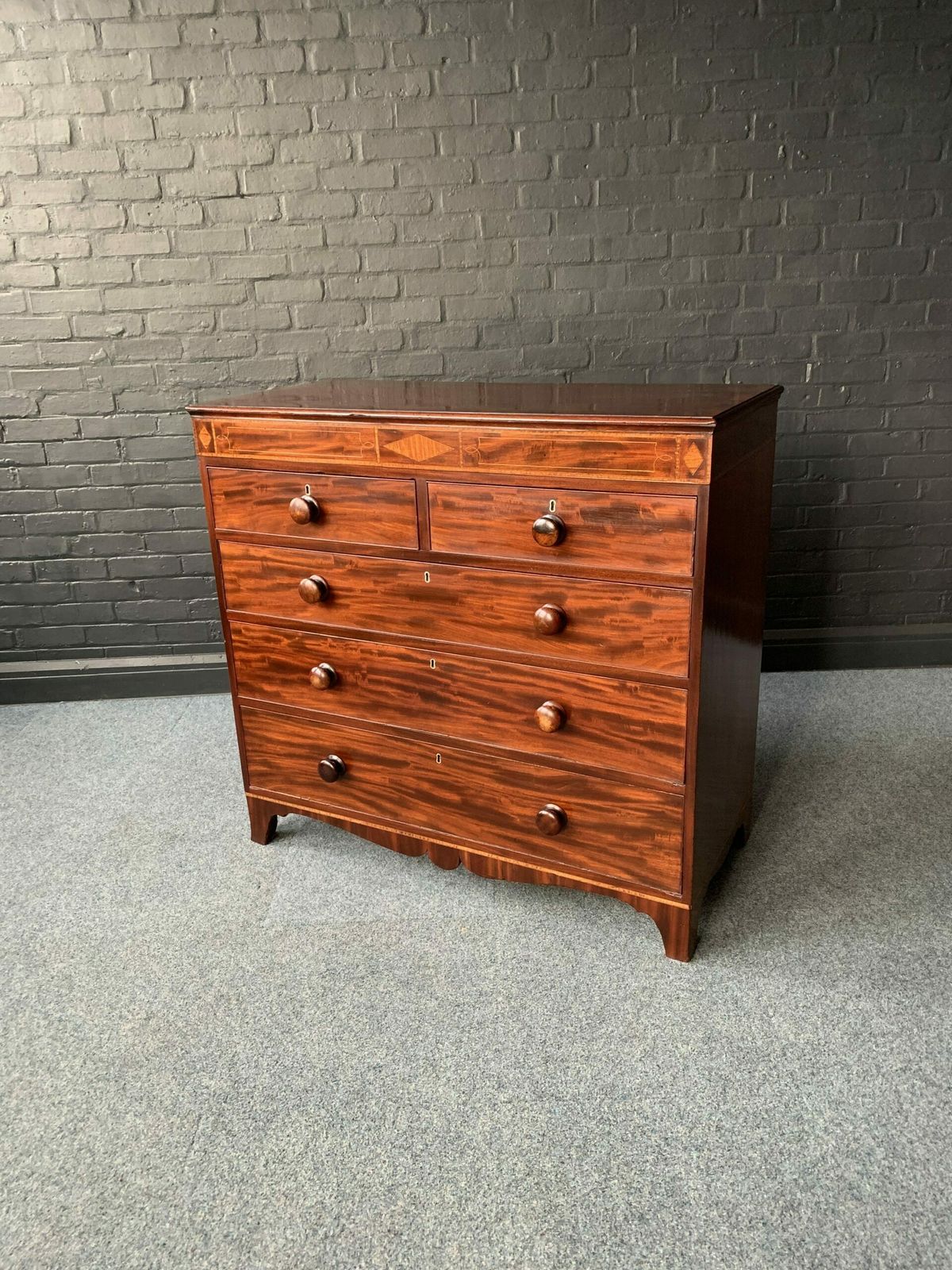 19th Century Inlaid Mahogany Chest Of Drawers