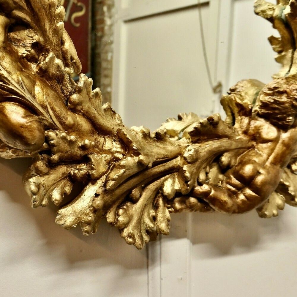 A Superb 19th Century Italian Gilt Wreath Mirror photo Home Decor