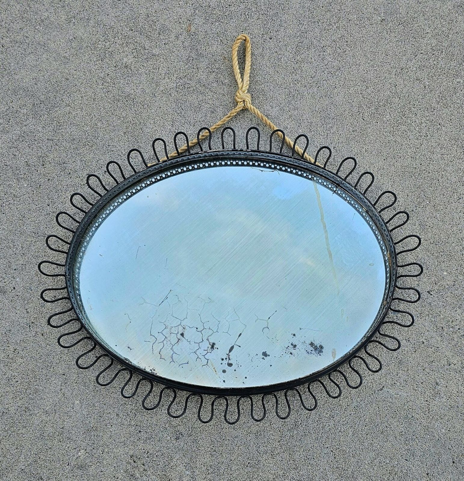Mid Century Modern Oval Sunburst Mirror By Josef Frank // Made In Sweden In 1950s