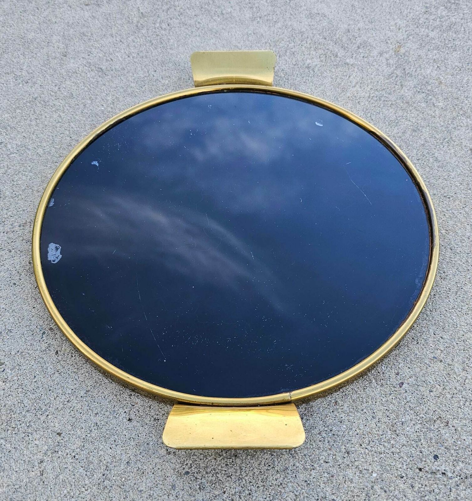 Mid Century Modern Brass And Black Glass Serving Tray By Josef Frank // Made In West Germany In 1950s photo furniture
