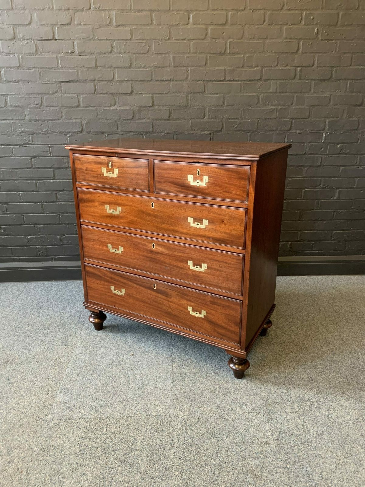19th Century Mahogany Military Campaign Chest