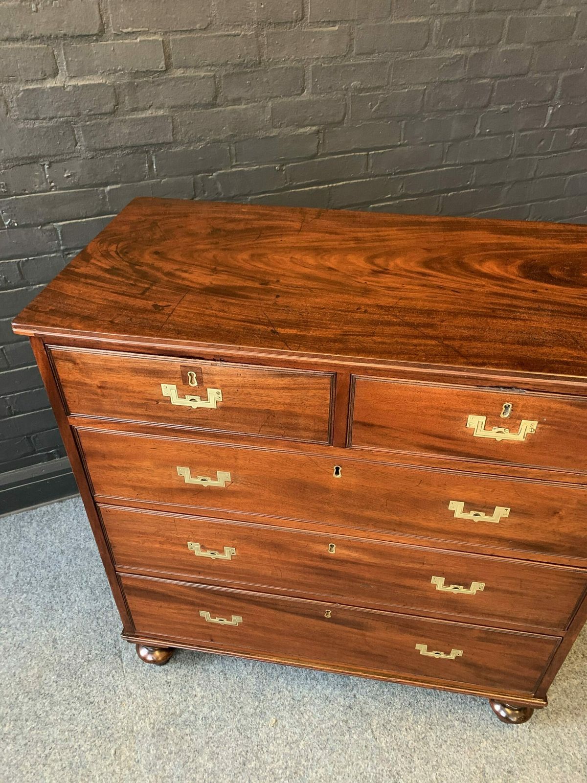 19th Century Mahogany Military Campaign Chest photo for sale