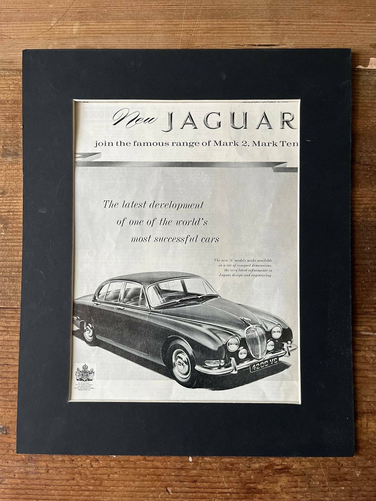 Vintage Advertising Print 1961 Jaguar Mkii