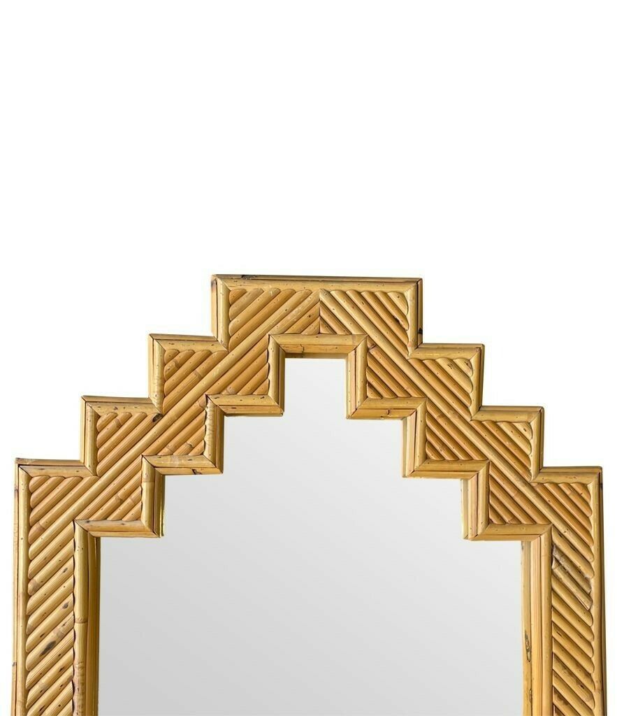 photo for sale An Italian 1970s Bamboo Mirror By Vivai Del Sud With Stepped Top Details
