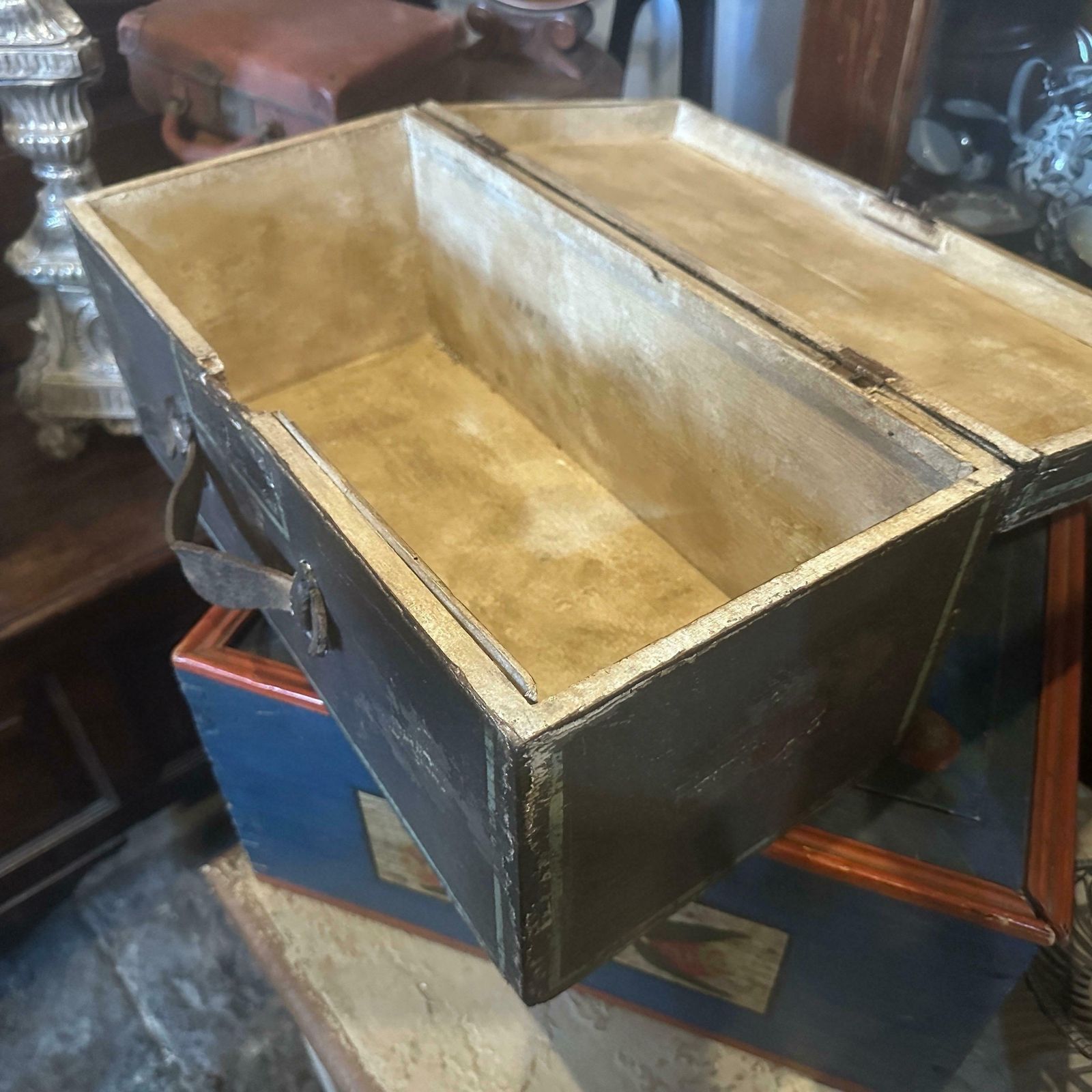 1890s Louis Philippe Brown And Green Lacquered Wood Sicilian Box photo furniture