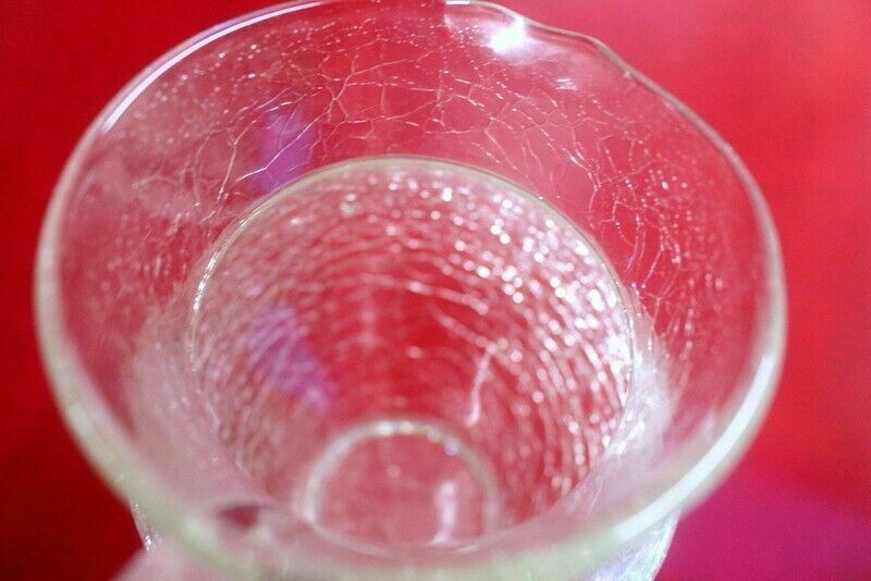 Antique French Parisian Crackle Glass Jug Clear Glass Vitorian Time photo 89.9