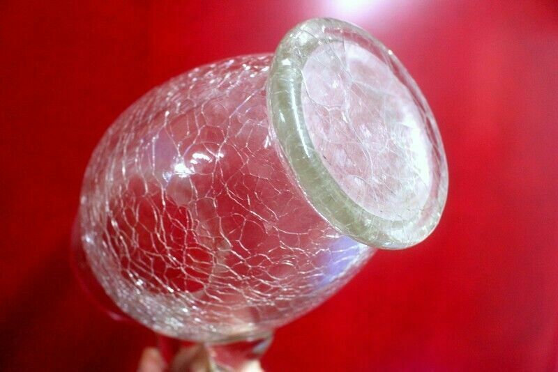 Antique French Parisian Crackle Glass Jug Clear Glass Vitorian Time photo vintage