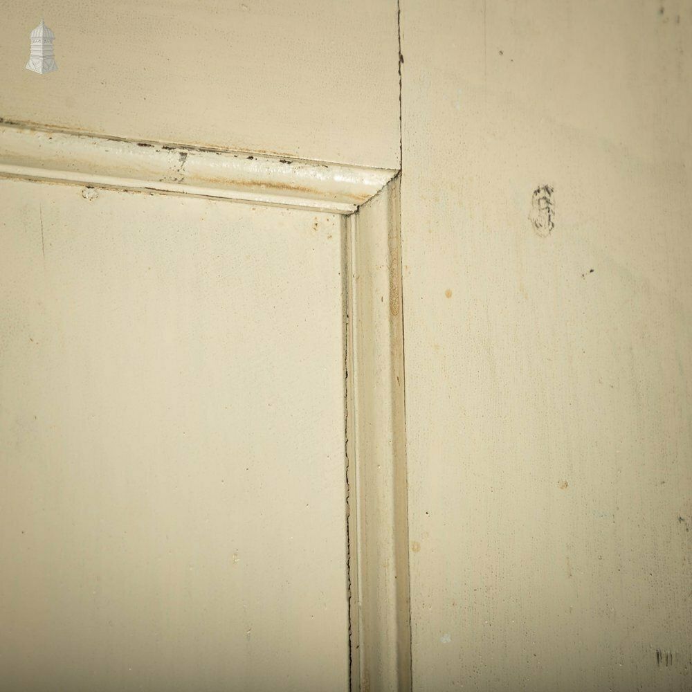 photo for sale Pitch Pine Panelled Door, 4 White Painted Moulded Panels