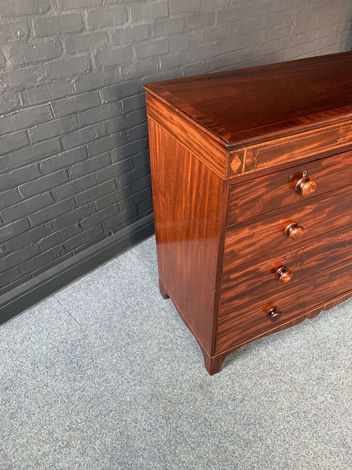 19th Century Inlaid Mahogany Chest Of Drawers photo Furniture