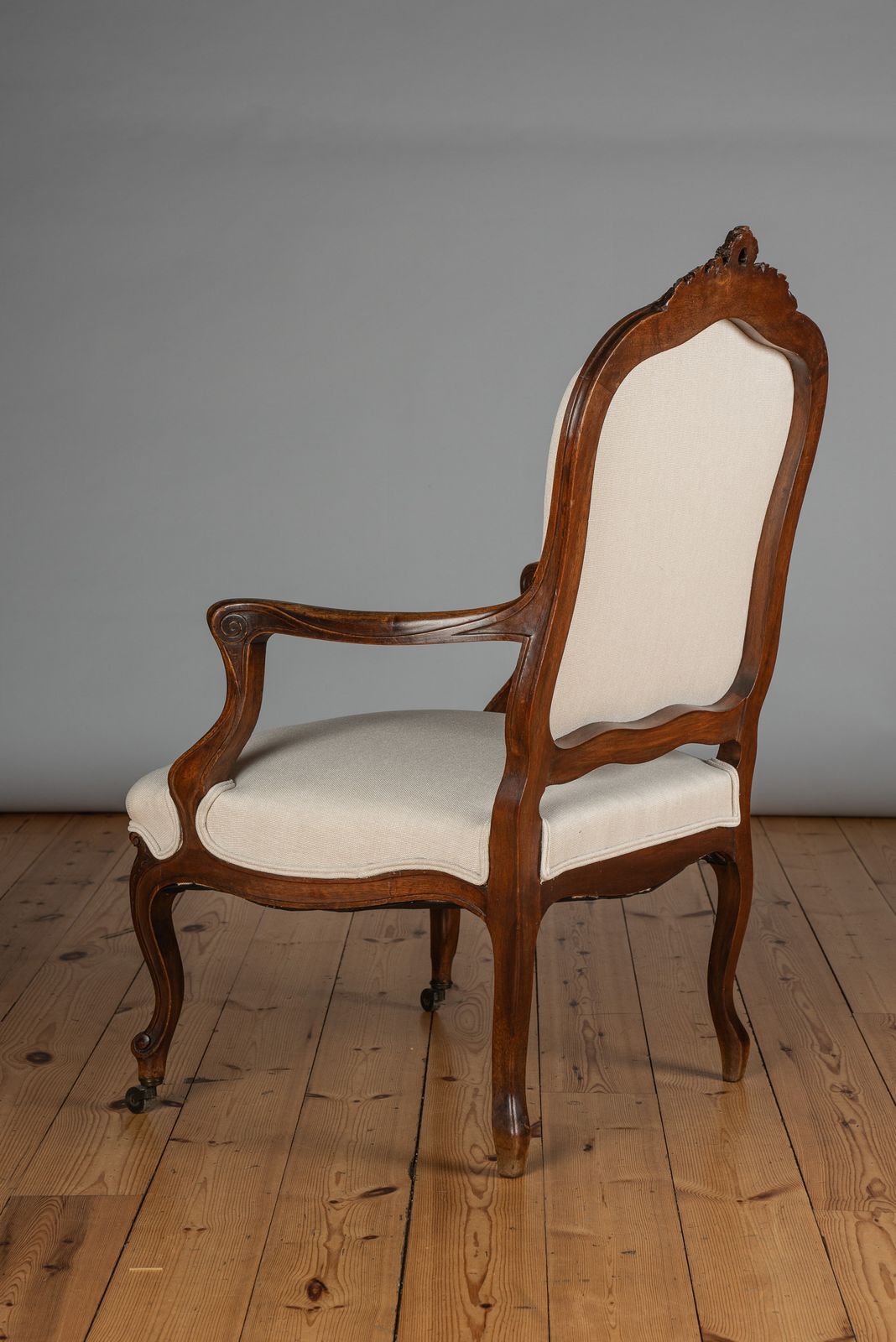 Pair Of Large 19th Century French Louis XV Style Walnut Upholstered Armchairs photo Furniture