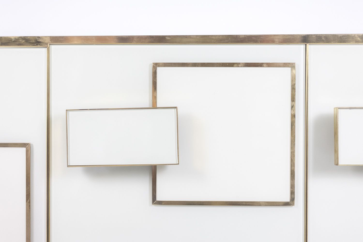 Geometric Sideboard In Glass And Gilded Brass. Contemporary Italian Work. photo buy