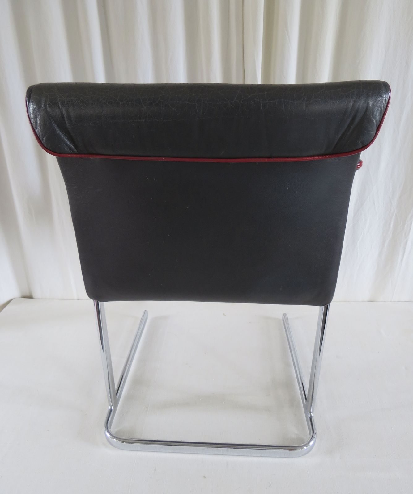 photo furniture " Boss " Chairs.  A Pair Of Leather & Chrome Boardroom / Conference " Boss " Commercial Chairs C. 1960's