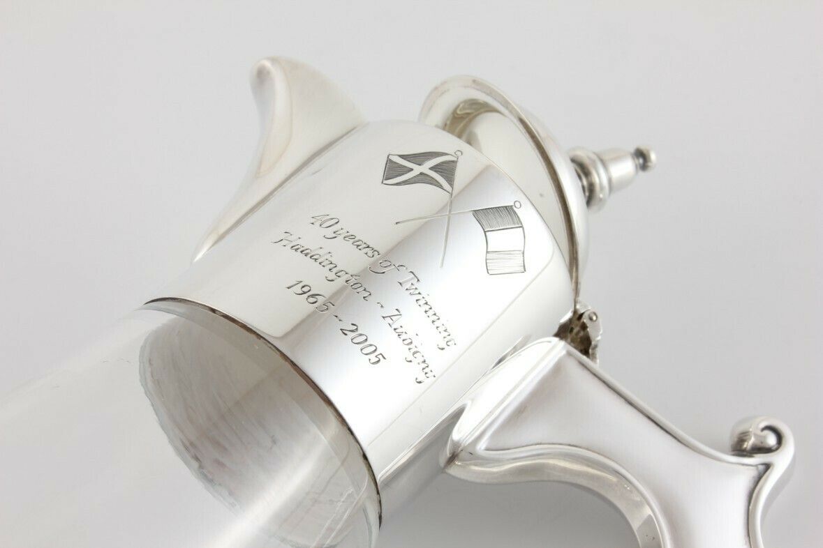 Silver & Glass Claret Jug. Haddington Scotland & Aubigny France. photo furniture