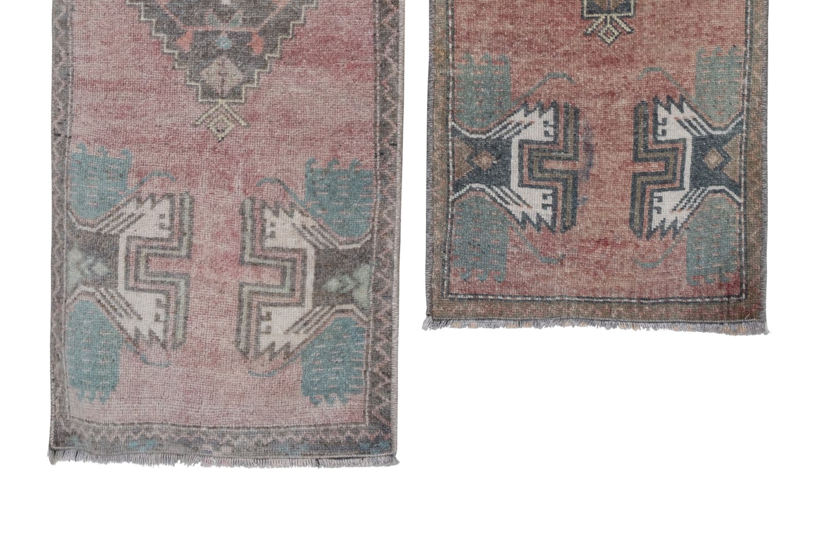 Vintage Turkish Oushak Yastik Scatter Rug   Set Of Two photo 275.0