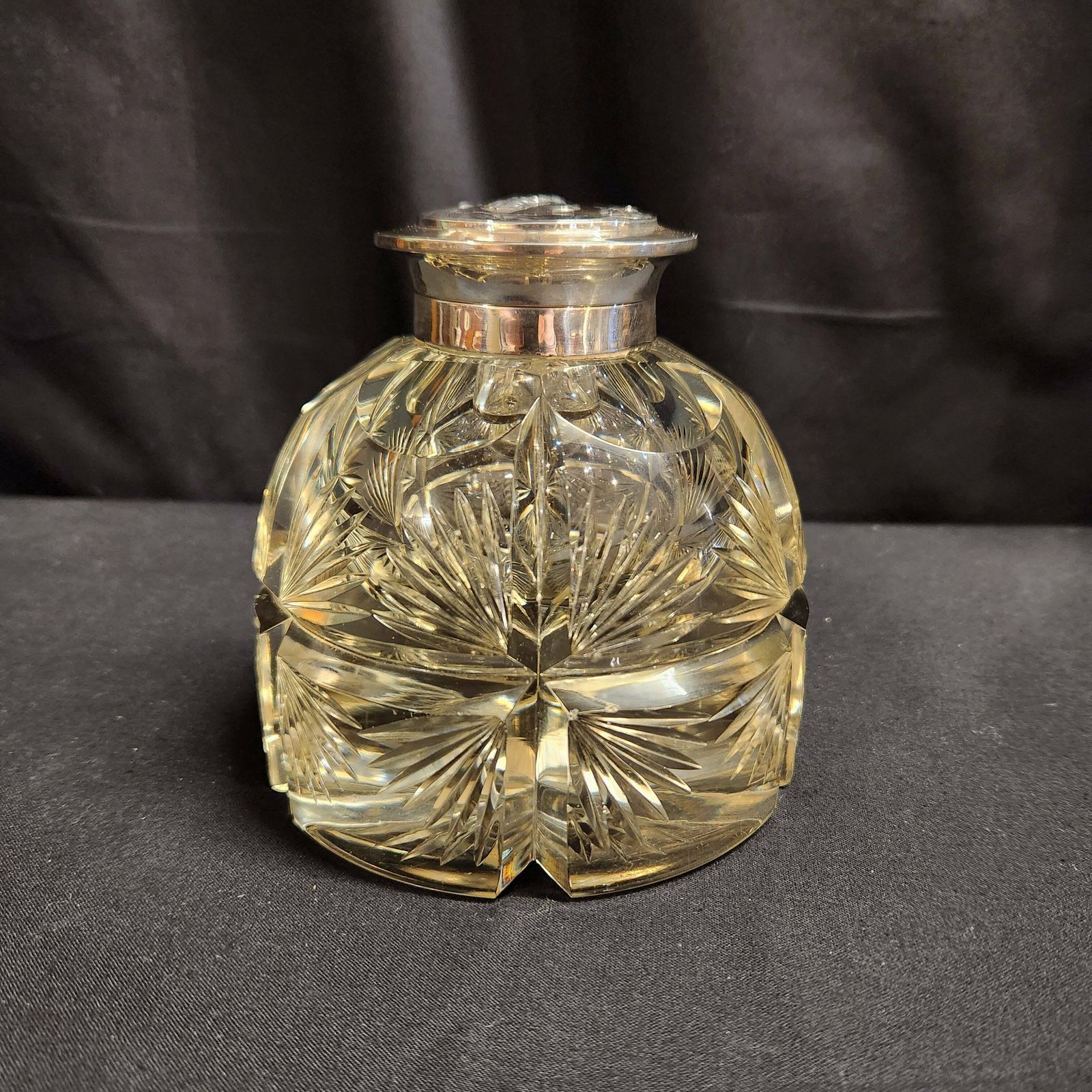 Thomas Webb & Sons, Large Heavy Cut Glass And Hallmarked Silver Inkwell