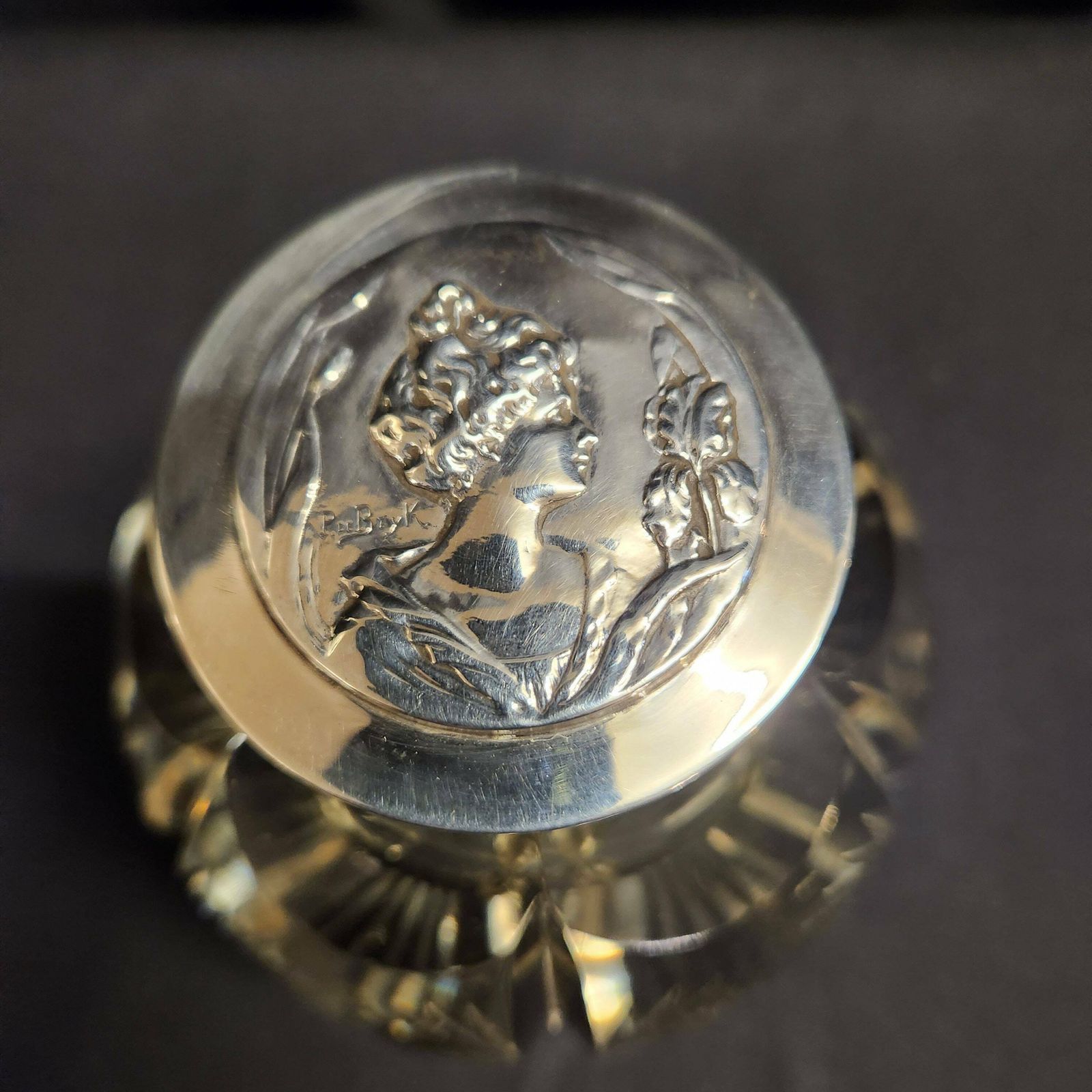 Thomas Webb & Sons, Large Heavy Cut Glass And Hallmarked Silver Inkwell photo for sale
