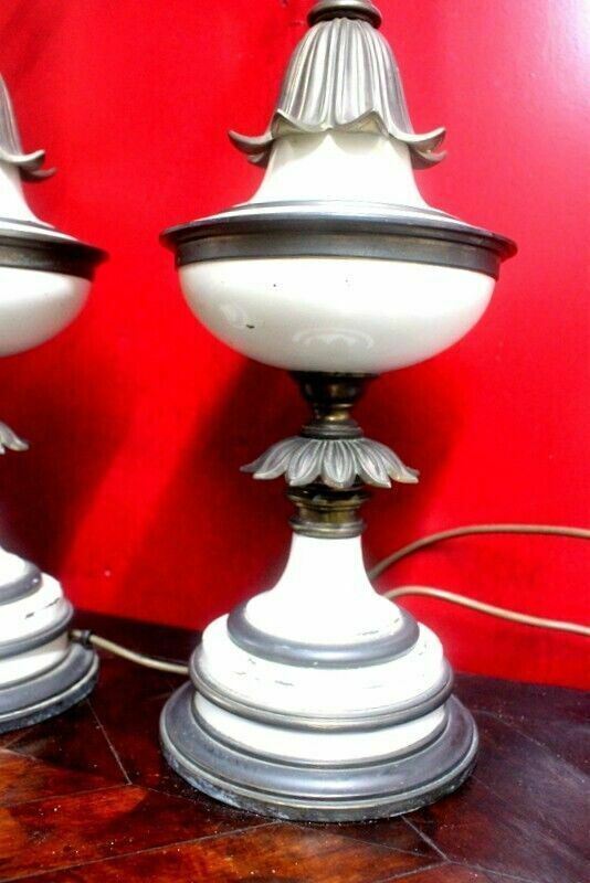 Antique 1960s Pair Of Stiffel Brass Torchiere Table Lamps photo furniture