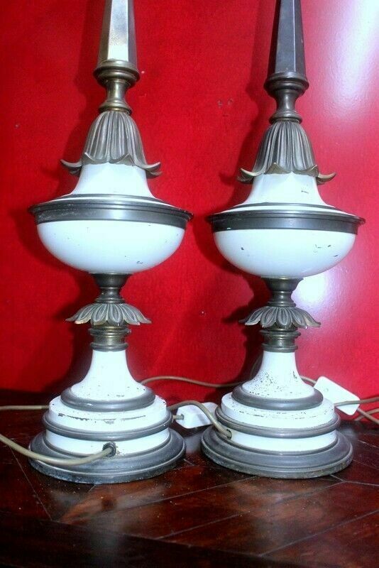 photo buy Antique 1960s Pair Of Stiffel Brass Torchiere Table Lamps