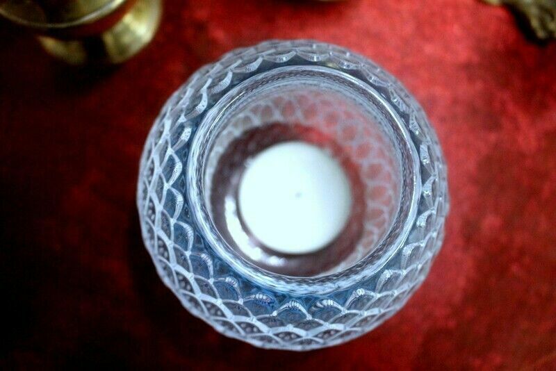 Vintage Pair Of Candle Holder Candlestick Cut Glass Ice Glass From Paris photo for sale