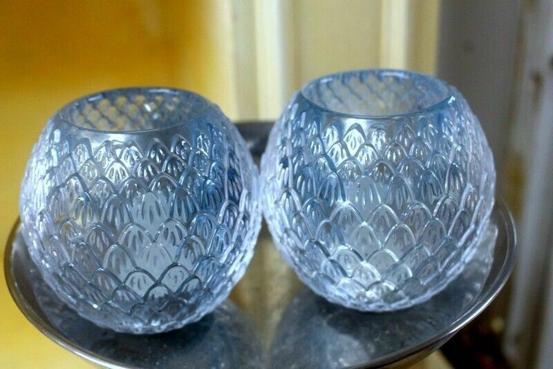 photo furniture Vintage Pair Of Candle Holder Candlestick Cut Glass Ice Glass From Paris