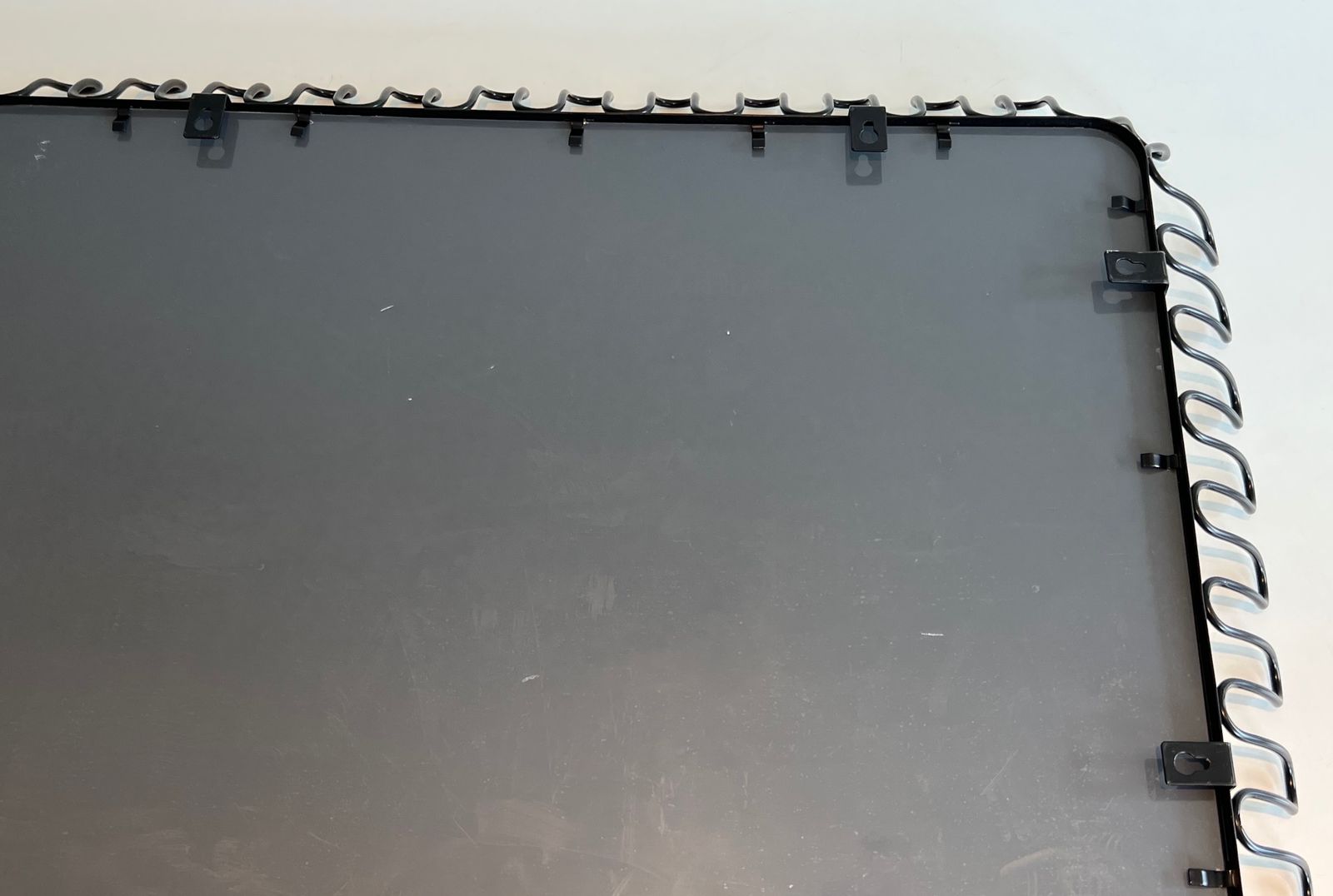 photo vintage Pair Of Mirrors In Black Lacquered Metal In The Taste Of Jean Royère. Around 1980