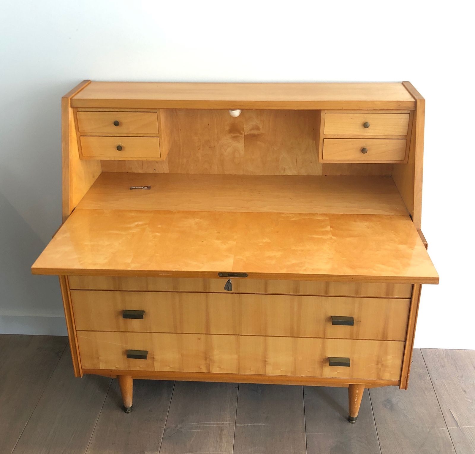 Secretary With Flap In Sycamore. French Work. Around 1970 photo Furniture