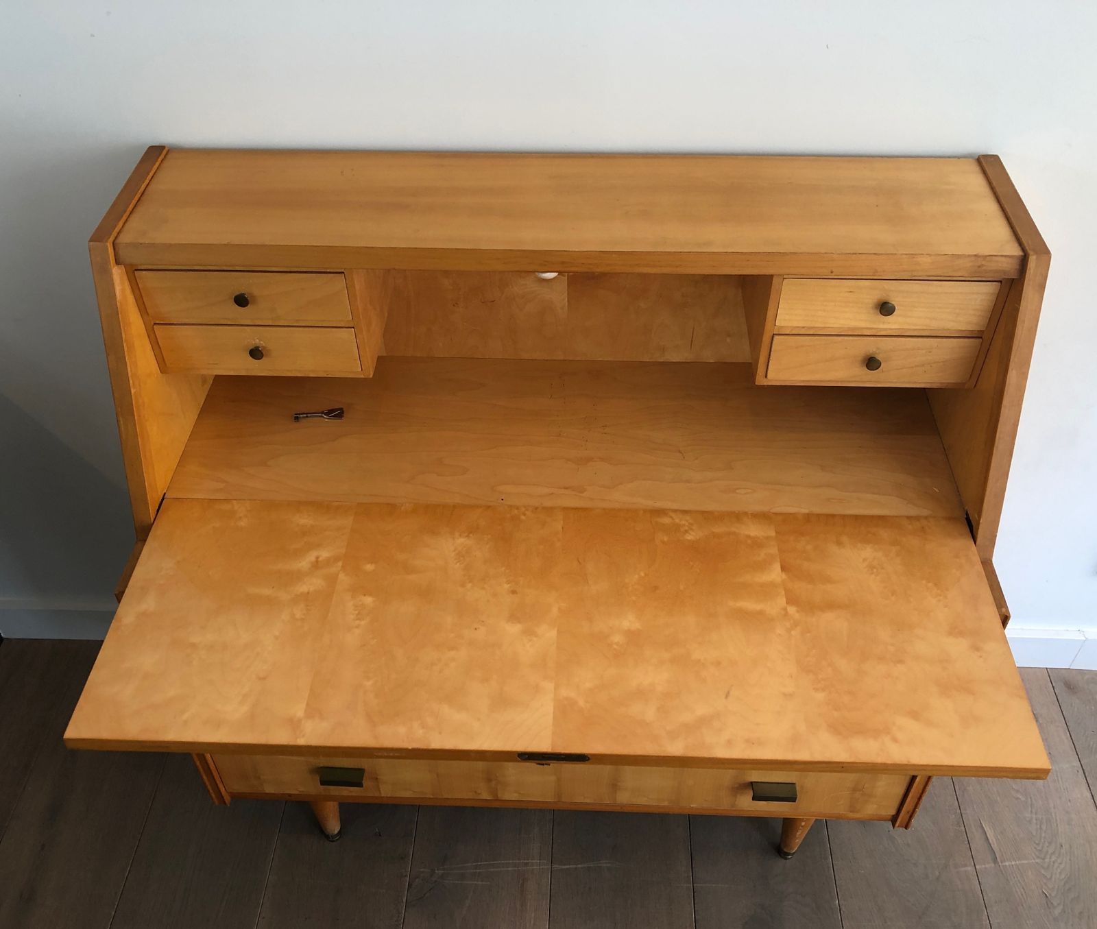 photo vintage Secretary With Flap In Sycamore. French Work. Around 1970