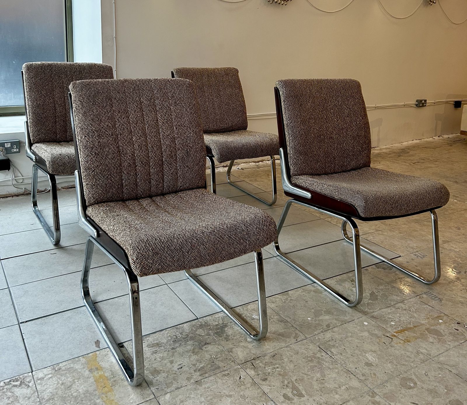 A Rare Set Of Four Original Gordon Russel Rosewood And Chrome Chairs photo vintage